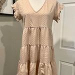 Style House Women's  Cream V-Neck Baby Doll Ruffle Swing Dress Size Medium Photo 0