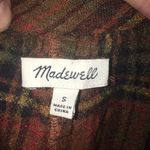 Madewell wool orange tartan plaid split neck cropped long sleeve S shirt Photo 2