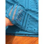 Dana Buchman Teal Lace Overlay Knit Top XL Short Sleeve Crew Neck Shirt Career Photo 6