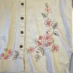 Appleseed's Women's‎ Linen Blend Button Down Shirt Floral Embroidered Beige 14M Tan Size 14 Photo 3