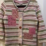 PER UNA BRAND MULTICOLORED 3 BUTTON CARDIGAN SWEATER PINK CREME OLIVE PTP 18/19” Size M Photo 0