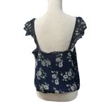Max Studio Blue Floral Ruffled Trim Cinched Bottom Sleeveless Crop Top Sz L Photo 4