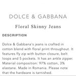 Dolce & Gabbana D&G Floral Ankle Skinny Jeans 40 Photo 14