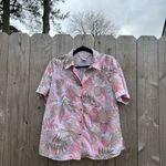Allison Daley  Pink Womens‎ size 14 Petite Button Down Blouse Shirt Floral Leaf Photo 2