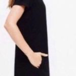 Madewell  black shift tee dress leather trim Photo 2