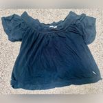 Roxy  Black Crochet Flutter Sleeve Top Size Large Photo 0