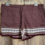 Garnet Hill Maroon Printed Tie Waist Gauze Cotton Shorts Size 12 Photo 0