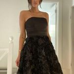 Christopher Straub Vintage Y2K Satin Rosette Strapless Mini Dress Size 5 Black Photo 3