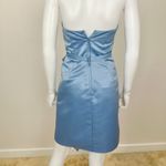 ABS Allen Schwartz  Strapless Dress Light Blue Satin Corset Draped Pleated US 2 Photo 6