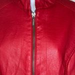Christopher & Banks Red Leather Like- Jacket with Stand-Up Collar and Fitted Silhouette Photo 2