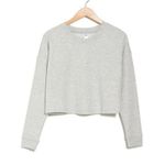 90 Degree By Reflex Terry Brushed Solid Cropped Heather Gray Sweatshirt Sz L NWT Silver Size L Photo 2