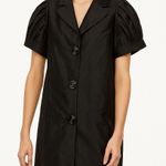 Moschino  Women's Vintage Black Pleated Puff Sleeve Button Up Blazer Dress Size 8 Photo 0