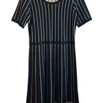 Gabby Skye Women Sweater Dress 1X Black Tan Stripe Swing Hem Trendy Office Photo 0