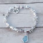 Bomb Party Silver Tone & Blue Single Bracelet Photo 1