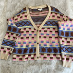 La Regale LA Hearts Heartbreaker Cardigan VNeck‎  Sweater Large Multicolor Photo 0