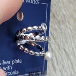Belk NWT Fine Silver Plated Pearl/Heart/Round Band Ring Trio Set Photo 3