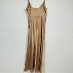 Hello Molly  Gold Faux Wrap Slip Dress Midi Formal Womens 4 Bridesmaid Draped Photo 6