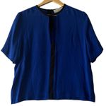 ALC Frank A.L.C. Women's Blue Top Black Trim Short Sleeve Career Casual Women's L Photo 0