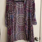 cupio  Women’s Kimono Shirt Blouse Sz Medium Paisley Roll tab sleeves $5 Photo 0