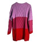 Hyacinth House Scarlett Pink Red Colorblock Cable Knit Sweater Mini Dress Large Photo 9