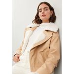 Derek‎ Lam Coat Womens X Small Brown Tan Oversized Shearling Jacket Faux Leather Size XS Photo 3