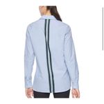 Athleta  Chambray Marinwood Stripe Poplin Blue Shirt Photo 2