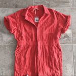 Free People Slouchy Jumpsuit Cotton Red Woven Size S New w/Tag Photo 5