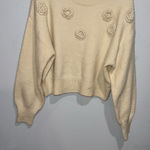 Jessica Simpson Cream Crew Neck Sweater with Ribbed Cuffs Photo 0