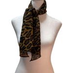 Leopard Print Black Brown Tan Sheer Lightweight Women's Scarf Multiple Photo 2