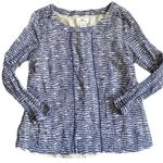 Vineyard Vines Vineyard Vines Silk Blend Blue White Wavy Ikat Pattern Blouse Size 2 Preppy Photo 2