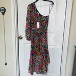 Anthropologie BTFL floral one shoulder‎ long sleeve midi dress small vacation  Photo 4
