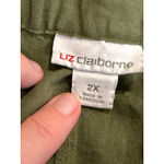 Liz Claiborne  Women Olive Green Linen Cotton Blend Cropped Wide Leg Pants 2X Photo 6