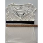 White House | Black Market Y2K WHBM Top Size Large White Black Lace Empire Waist Babydoll Stretch Photo 10