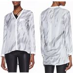 Helmut Lang  Mars Print White Grey V Neck Top Photo 1