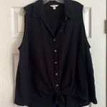 Terra & Sky  Black Sleeveless Button Down Shirt Photo 0