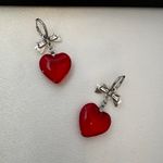 Love Heart Dangle Drop Earrings for Women Silver Photo 3