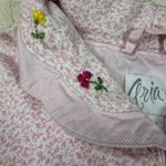 Aria  Pink Floral‎ Embroidered Cotton Robe Small 3/4 Sleeve Pockets Button Front Photo 3