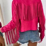 SheIn Fringe Faux Suede Hot Pink Jacket Photo 1