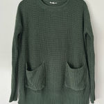 KyeMi  Olive Green Knit Crewneck Sweater with Front Patch Pockets Size Small Photo 0