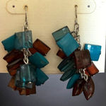 Macy's ‎ Dangle Earrings Colorful Cubes Blue Brown Photo 0