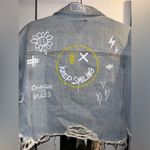 NWT Trio Urban Cropped Distressed Denim Jacket Blue Size XL Photo 5