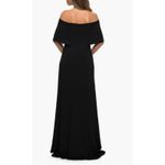 La Femme Off the Shoulder Jersey Gown with Column Size 6 Photo 3