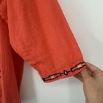 New Direction  Boho Gauzy Top Orange Embroidered Western Split Neck Size 3X Photo 3