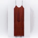 ZARA  Brown/Plum Sleeveless Fringe Midi
Dress (Size Small) Photo 3