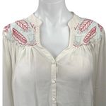 Butterfly by Matthew Williamson White Embroidered Button Up Shirt Top Size 16 Photo 2