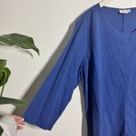 Hot Cotton Top Women XL Blue Lagenlook Pocket 3/4 Sleeve Minimal Modest Coastal Photo 2