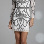 Scala  vintage beaded long sleeve backless formal mini cocktail dress woman's 0 Photo 0