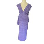Seraphine Tanya Blue Purple Printed Maternity Wrap Dress Photo 7