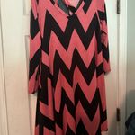 None NWOT Pink/Black‎ Chevron Dress -L Photo 1