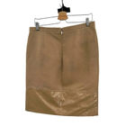 Max Mara Camel Mixed Media Patent Hem Pencil Skirt Size US 12 Photo 1